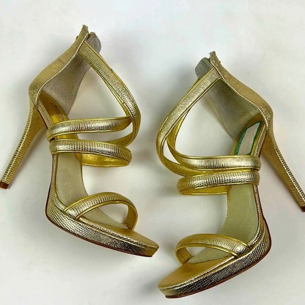 Michael Michael Kors gold strappy stiletto heels 6